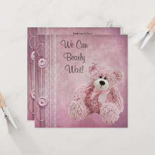 Invitation Cute Baby shower Fluffy Rose Teddy