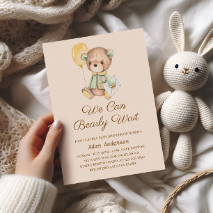 Invitation Cute Baby shower Ours En Teddy - On Peut Attendre