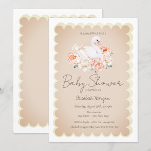 Invitation Cute Baby Swan Rose Baby shower