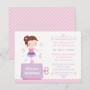 Invitation Cute Ballerina Girl Music Box Anniversaire