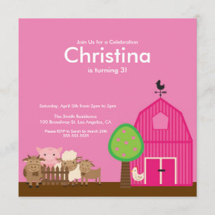 Invitation Cute Barn Yard Farm Animaux Birthday Party Invitat