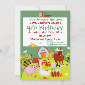 Invitation Cute Barnyard Animaux de ferme Anniversaire Invita
