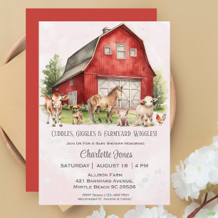Invitation Cute Barnyard Animaux Genre Baby shower Nuetral