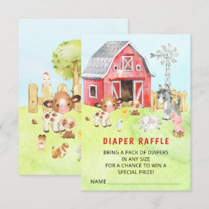 Invitation Cute Barnyard Friends Baby shower Déchets Raffle