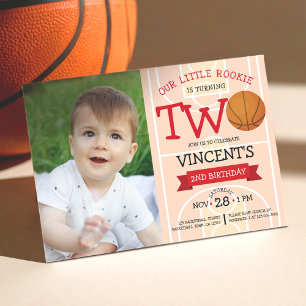 Invitation Cute Basketball Court & Ribbon Photo 2e anniversai