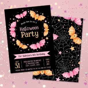 Invitation Cute Bats Halloween fête d'anniversaire