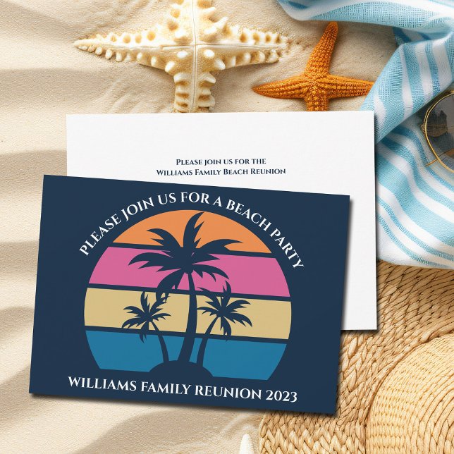 Invitation Cute Beach Palm Tree Tropical Family Réunion Party (Créateur téléchargé)