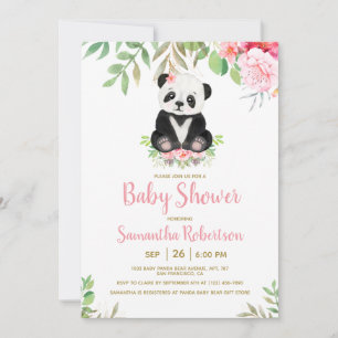 Invitation Cute Bear Blush Rose Girl Baby shower Photo person