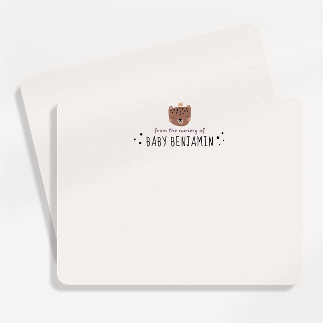 Invitation Cute Bear Crown Baby Boy Nursery Note Card (Créateur téléchargé)