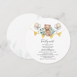Invitation Cute Bear Eucalyptus Couple Baby shower Botanique