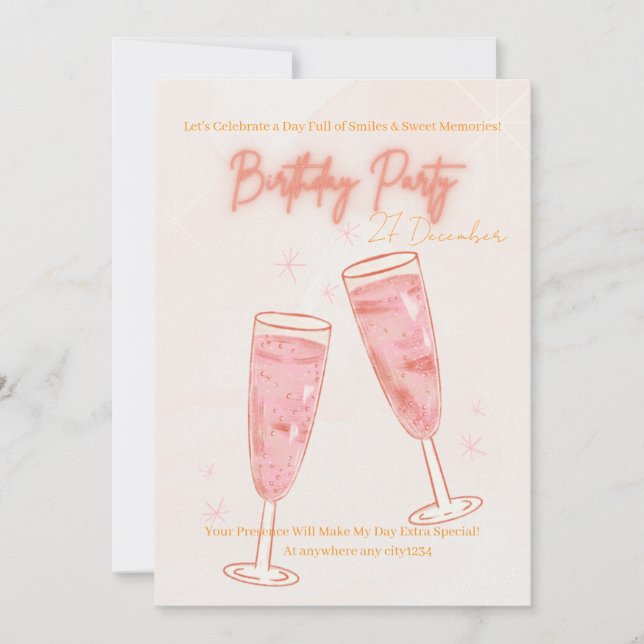 Invitation cute BIRTHDAY PARTY INVITE (Devant)