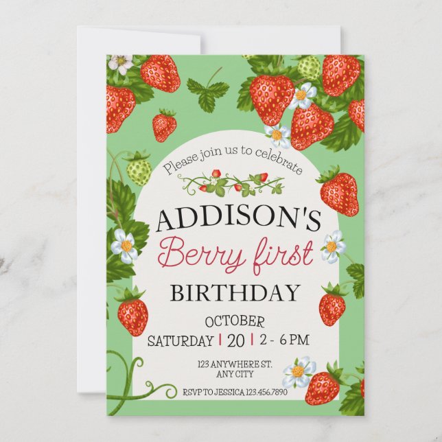 Invitation Cute Bleu Rouge Bleu Bleu Doux 1er anniversaire (Devant)