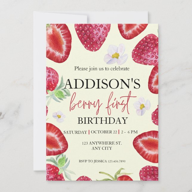 Invitation Cute Bleu Rouge Bleu Bleu Doux 1er anniversaire (Devant)