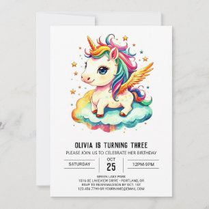 Invitation Cute Bliss Unicorn Anniversaire