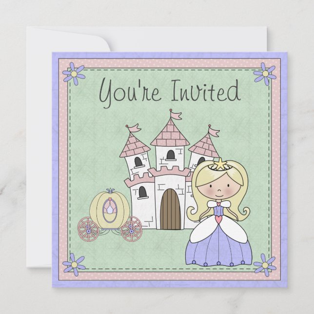 Invitation Cute Blond Princess Fairy Tale Anniversaire Invita (Devant)