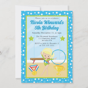 Invitation Cute Blonde Haired Girl Gymnast Anniversaire de en