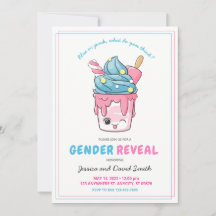Cute Blue and Pink Ice Cream Sunday Gender Revela