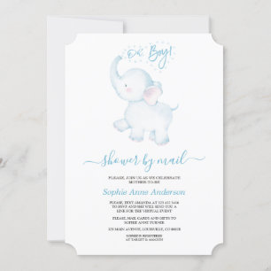 Invitation Cute Blue Elephant Boy Baby shower Par Mail