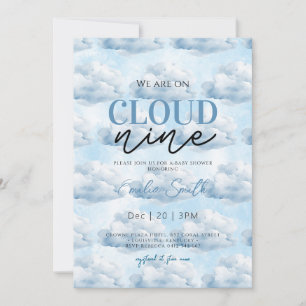 Invitation Cute Blue Nous sommes sur Cloud Nine Baby shower D