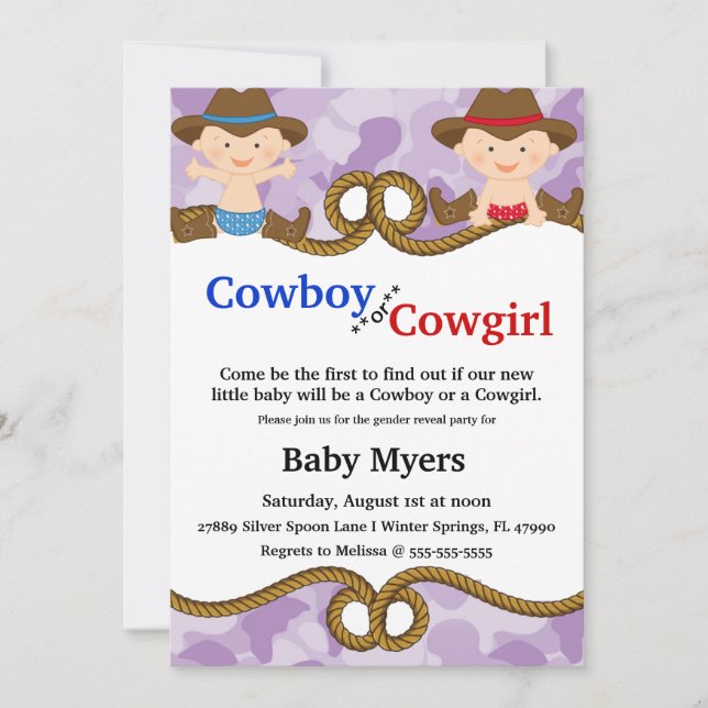 Invitation Cute Blue & Red Country Gender Reveal Invite (Devant)