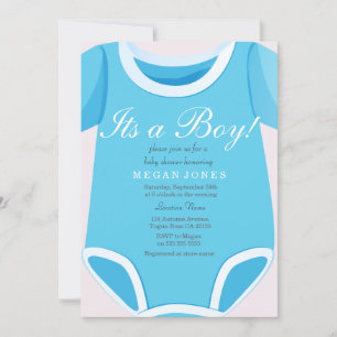 Invitation Cute Blue Romper C'est un garçon baby shower invit