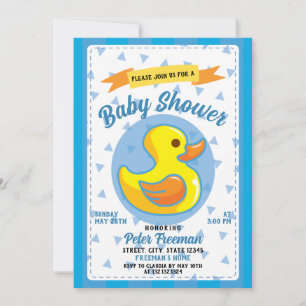 Invitation Cute Blue Rubber Duck Toy Baby shower garçon