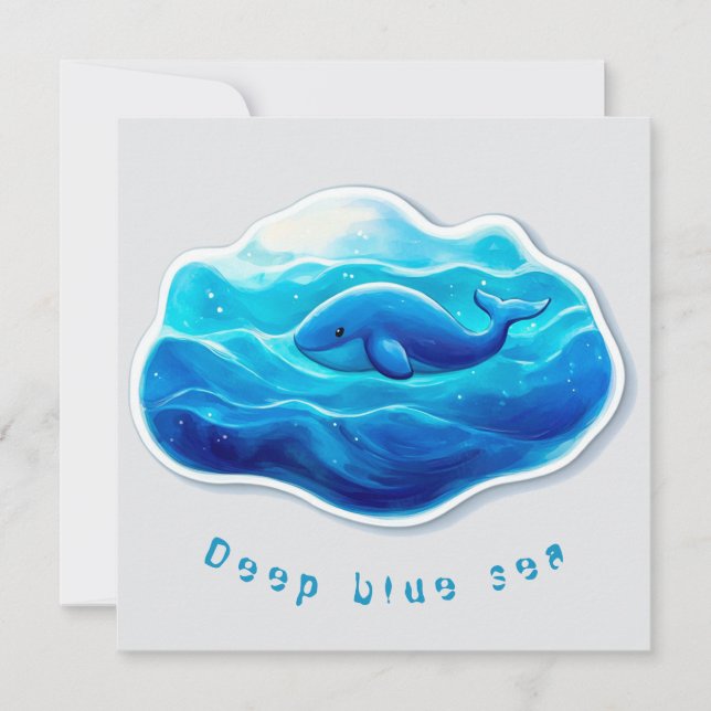 Invitation Cute Blue Whale, personalized (Devant)