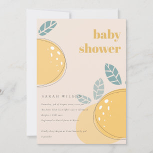 Invitation Cute Blush Peach Lemon Fruit Baby shower gras