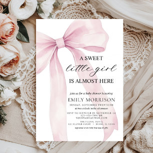 Invitation Cute Blush Pink Bow Sweet Little Girl Baby shower