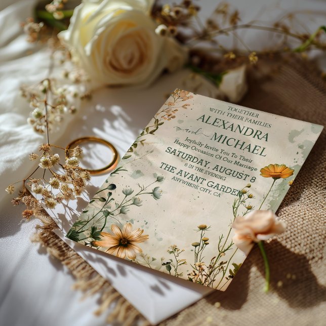 Invitation Cute boho meadow petit mariage fleur sauvage (Créateur téléchargé)