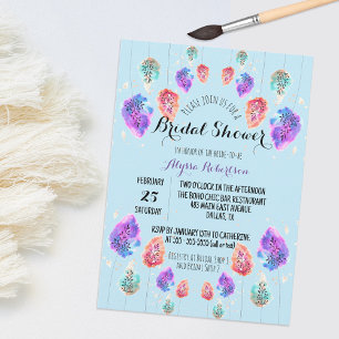 Invitation Cute Boho Pastel Aquarelle Fête des mariées de feu