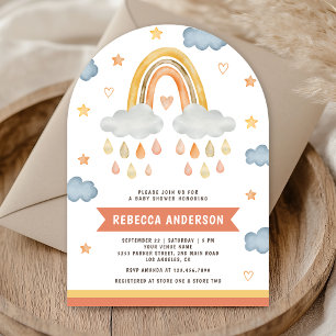 Invitation Cute Boho Rainbow Raindrops Arch Baby shower