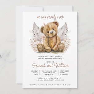 Invitation Cute Boho Teddy Bear Bearly Wait Baby shower