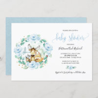 Cute Bois Animaux Floral Baby shower de verdure