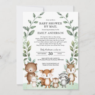 Invitation Cute Bois Animaux Végétaux Baby shower Par Mail