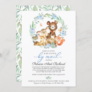 Invitation Cute Bois Animaux Végétaux Baby shower Par Mail
