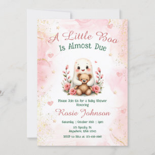 Invitation Cute Boo est due Custom Fall Girl Baby shower rose