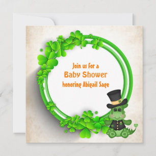 Invitation Cute Boy Dragon et Clochers Baby shower irlandais