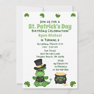 Invitation Cute Boy Dragon St. Patrick's Day Anniversaire