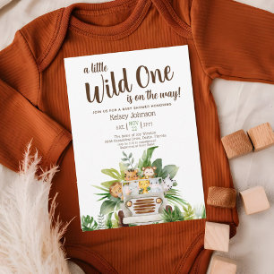 Invitation Cute Boy Safari Wild One Animaux Baby shower