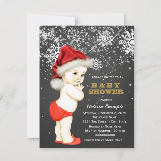 Invitation Cute Boy Santa Baby Baby Flocon de neige Baby Show (Devant)
