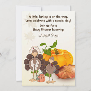 Invitation Cute Boy Turkey Thanksgiving Baby shower Invitatio
