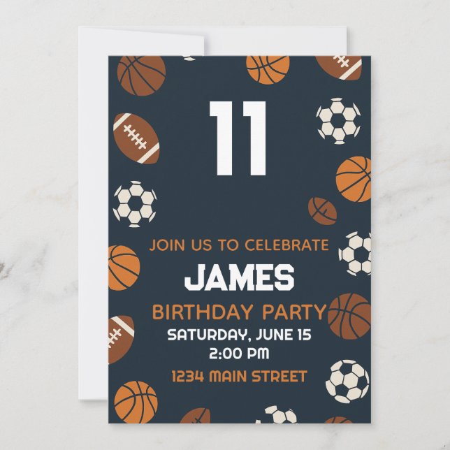 Invitation Cute Boys Sports Football Anniversaire (Devant)
