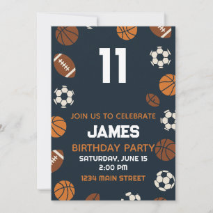 Invitation Cute Boys Sports Football Anniversaire