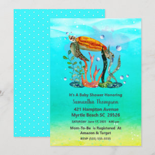 Invitation Cute Boys Underwater Sea Turtle Baby shower