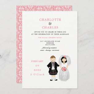 Invitation Cute Bride et Groom Mariage écossais thème