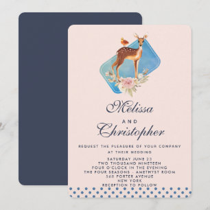Invitation Cute Brown Aquarelle Cerf Mariage