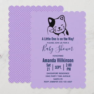 Invitation Cute brun noir et blanc bracelet de chat - Baby sh