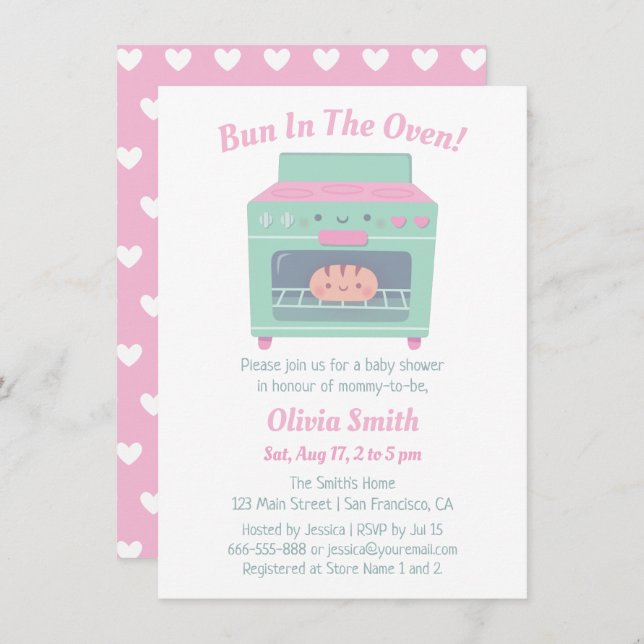 Invitation Cute Bun dans le Baby shower du four (Devant / Derrière)