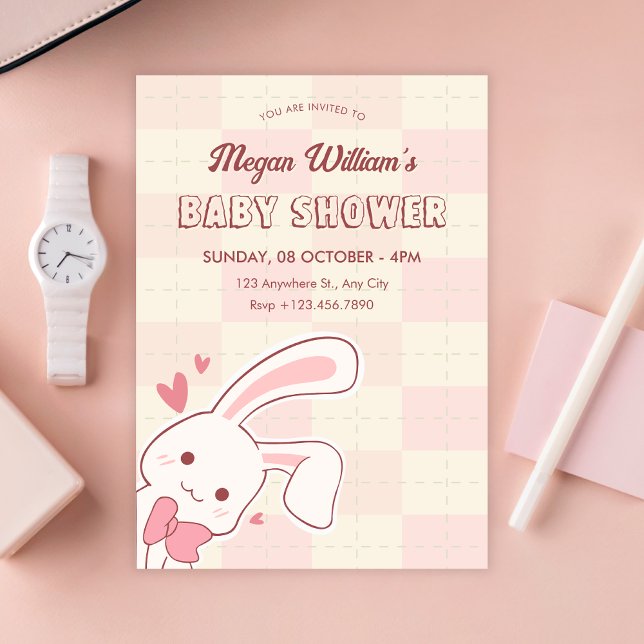 Invitation Cute bunny baby shower  (Créateur téléchargé)